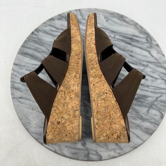 Donald J Pliner Womens 8 Sandals Brown Clare Cork Wedge Slip On Open Toe Heel - Picture 6 of 12